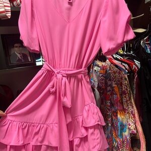 Elegant Pink Ruffle Dress